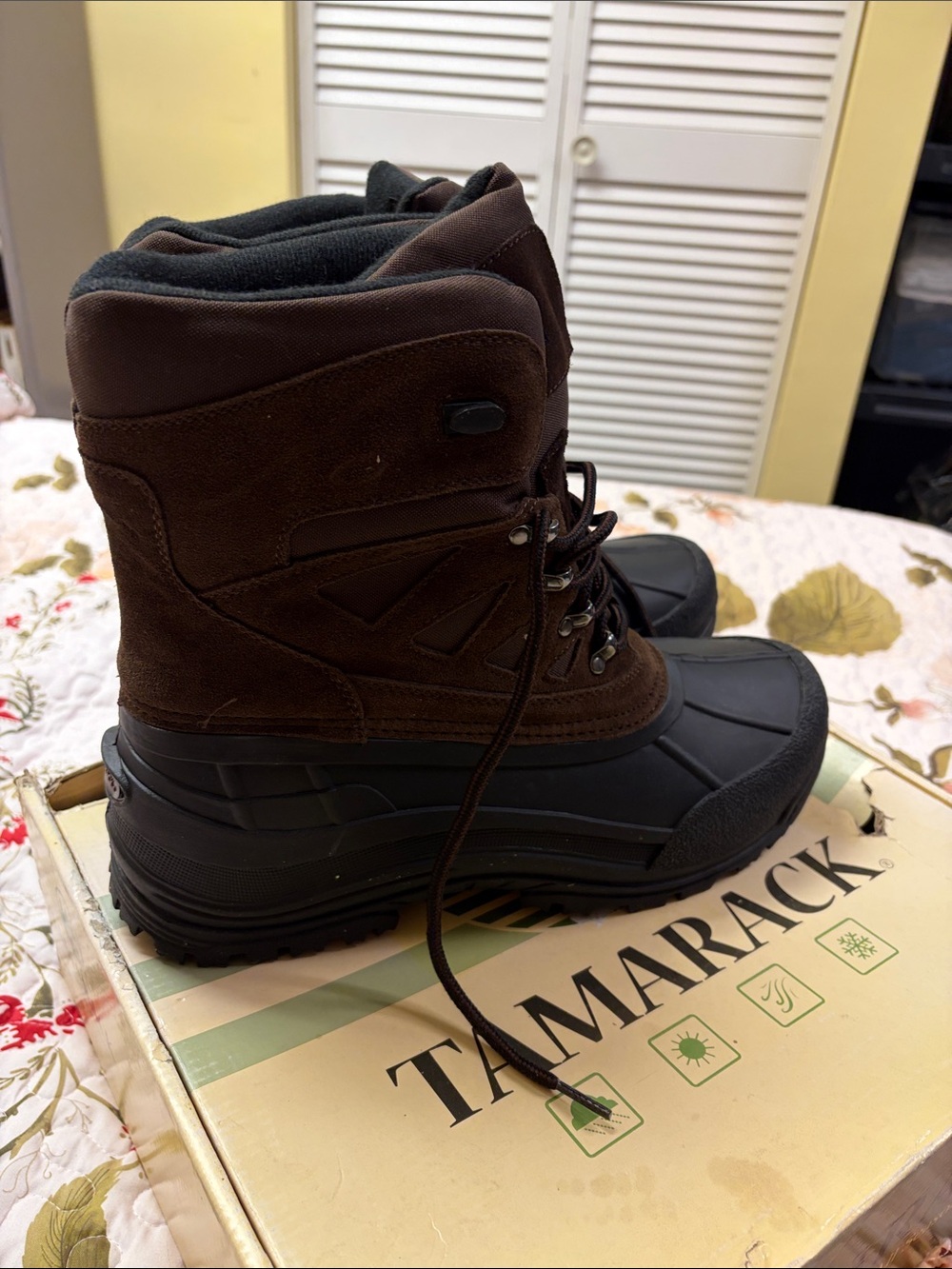 New Men's Brown Leather Winter Boots